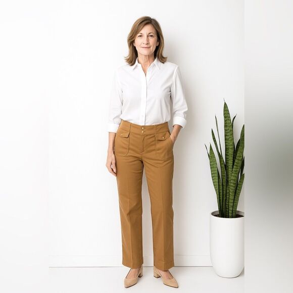 St. John Sport by Marie Gray Straight Leg Trousers in Saddle size 4 - Picture 1 of 12